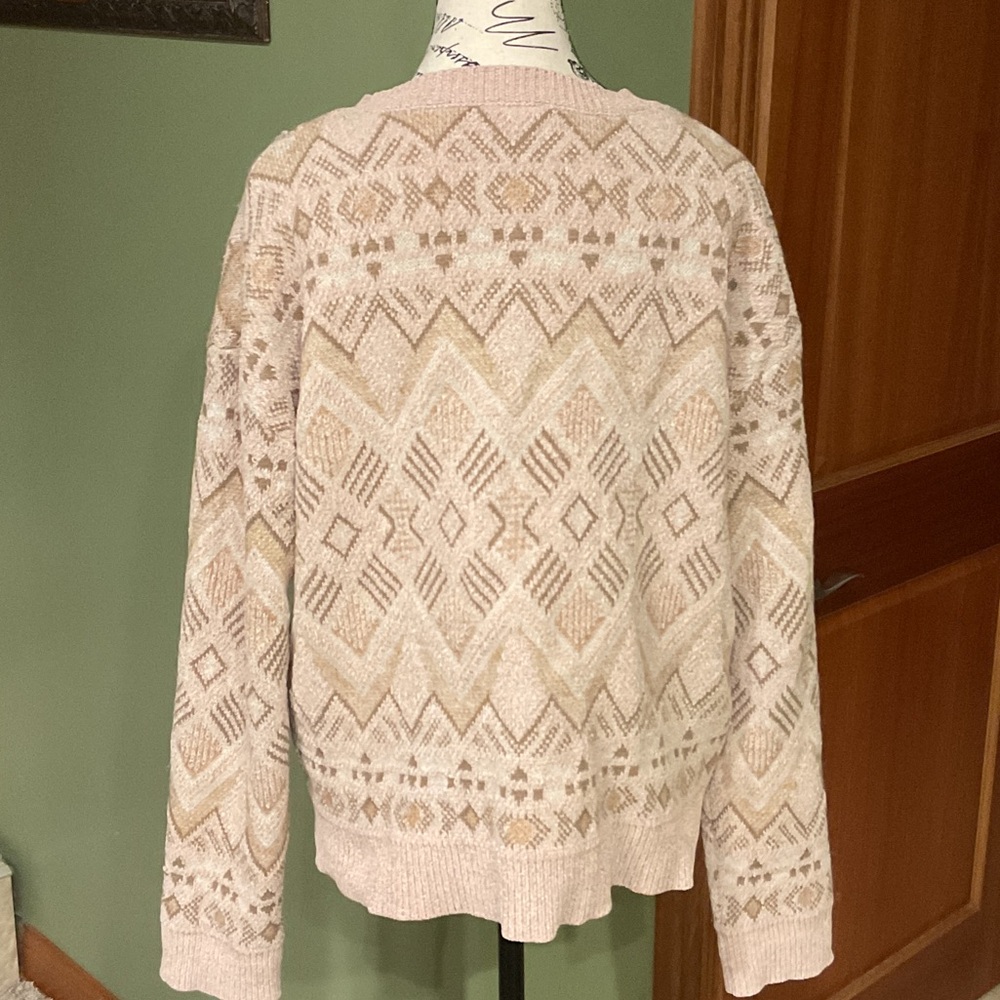 Chic Beige Patterned Sweater, Size L - image 4